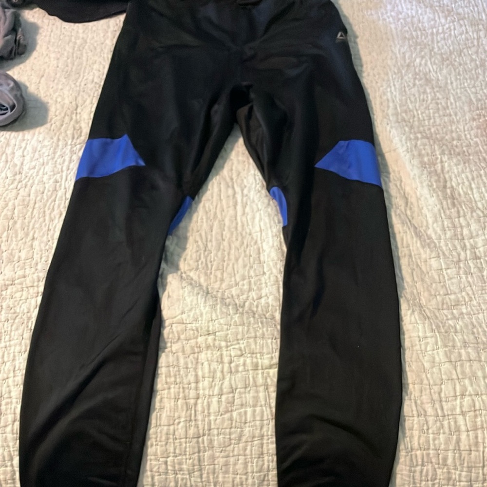 Black and Blue Athletic Pants Reebok ankle length athletic wear